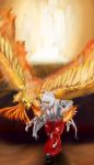  bad_id bird fire fujiwara_no_mokou highres phoenix selaf touhou 
