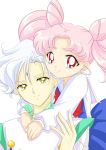  chibi_usa earrings helios jewelry kuma-hacchi pink_hair red_eyes twintails white_hair yellow_eyes 