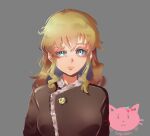  1girl blonde_hair fur_trim hair_between_eyes highres long_hair looking_at_viewer ponytail solo_focus tunic ultimatehopegirl viking vinland_saga ylva 