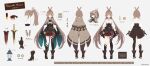  1girl asymmetrical_legwear azuuru breasts brown_eyes brown_hair cape commentary concept_art dagger feathers full_body hair_ornament highres hololive hololive_english hood hooded_jacket jacket knife lamp long_hair medium_breasts nanashi_mumei official_art simple_background single_thighhigh smile solo thigh-highs weapon 