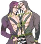  2boys black_sclera clone colored_sclera h hanrushi highres jojo_no_kimyou_na_bouken looking_at_viewer multiple_boys purple_hair red_eyes risotto_nero vento_aureo white_background white_hair 