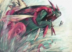 anime basculegion end fish gen_7_pokemon highres imminent_vore ka-neito mus open_mouth pic pink_eyes pokemon pokemon_(creature) sharp_teeth splashing teeth u water wishiwashi wishiwashi_(solo)