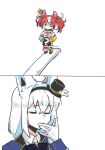  2girls animal_ears commentary english_commentary hakos_baelz highres hololive hololive_english mouse_ears mouse_girl mouse_tail mousetrap multiple_girls redhead shirakami_fubuki simple_background tail ua_tama virtual_youtuber white_background white_hair 