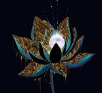  black_background commentary_request eye_focus flower glowing gold highres houseki_no_kuni ko_ryou liquid_metal lotus no_humans phosphophyllite_(ll) 