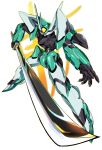  absurdres highres holding holding_sword holding_weapon looking_to_the_side mecha mecha_request no_humans open_hand pillar_buster science_fiction solo sword weapon white_background xenogears yellow_eyes 