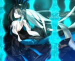  1girl back backless_dress backless_outfit bangs black_dress black_gloves black_veil blue_eyes blue_lips braid character_name choker closed_mouth commentary_request crown dress english_text fate/grand_order fate_(series) floating_hair foo_(pixiv54892036) french_braid gloves hair_between_eyes highres light_particles lips lipstick long_dress long_hair looking_at_viewer magic makeup morgan_le_fay_(fate) pale_skin ponytail sidelocks silver_hair solo twitter_username two-tone_dress veil very_long_hair white_dress wide_sleeves 