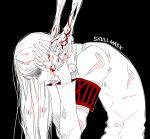  abara_hanbee armband awara_kayu bangs black_armband black_background blood blood_on_face bnags jacket long_hair male_focus red_armband roman_numeral simple_background tokyo_ghoul tokyo_ghoul:re 