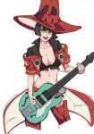  1girl absurdres bangs belt bob_cut electric_guitar gloves guilty_gear guilty_gear_strive guitar highres i-no instrument jacket kim_mochii looking_at_viewer short_hair sunglasses thigh-highs venus_symbol very_short_hair 