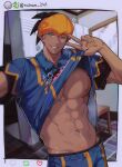  &gt;_o 1boy abs black_hair blue_shorts chariko clothes_lift earrings jewelry looking_at_viewer male_focus navel navel_piercing nipples one_eye_closed pectorals piercing pokemon pokemon_(game) pokemon_swsh raihan_(pokemon) selfie shirt shirt_lift short_hair shorts smile solo teeth toned toned_male undercut upper_body v 
