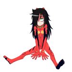  1girl bags_under_eyes black_hair blush cosplay crossover green_eyes kuroki_tomoko kurokimoko neon_genesis_evangelion plugsuit saliva self_upload smile souryuu_asuka_langley sweat watashi_ga_motenai_no_wa_dou_kangaetemo_omaera_ga_warui! 