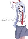  blue_hair bunny_ears h@ll head_tilt highres long_hair necktie rabbit_ears red_eyes reisen_udongein_inaba smile touhou 