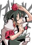  aya_shachou camera commentary double_spoiler hat necktie pointy_ears red_eyes salute shameimaru_aya skirt smile tokin_hat touhou wink 