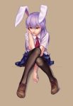  animal_ears bunny_ears geister highres necktie pantyhose purple_hair rabbit_ears red_eyes reisen_udongein_inaba sitting touhou 