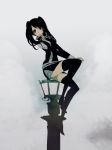  d.gray-man legs lenalee_lee long_hair on_top_of_pole sitting skirt solo thigh-highs thighhighs tomo_(sjim) twintails uniform zettai_ryouiki 