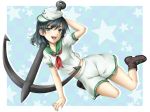  black_hair green_eyes hat mochi.f murasa_minamitsu sailor sailor_collar sailor_hat sailor_suit short_hair touhou 