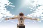  9go backpiece fire hat male one_piece portgas_d_ace shirtless solo tattoo 