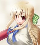  blonde_hair highres kanon kurata_sayuri long_hair red_eyes ribbon school_uniform 