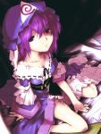  hat kuruwa_(artist) purple_eyes purple_hair saigyouji_yuyuko short_hair teoshiguruma touhou 