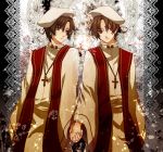  2boys ahoge axis_powers_hetalia brown_hair hat kiskil-llira male northern_italy_(hetalia) southern_italy_(hetalia) 