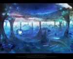  blue chitose_rin letterboxed moon moonlight original prehistoric_animal protozoans rel scenery sky solo star star_(sky) starry_sky wallpaper 