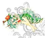  butterfly dress ex-keine feet flower green_hair kamishirasawa_keine lying on_side solo touhou uram 