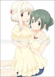  2girls green_hair hidamari_sketch mizuki_makoto multiple_girls nazuna nori nori_(hidamari_sketch) open_mouth white_hair 