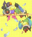  bird chatot feathers musical_note pokemon pokemon_(creature) simple_background sleeping sweatdrop 
