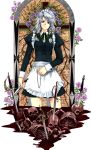  flower izayoi_sakuya knife maid rose silver_hair skeleton skull sword touhou tsurui weapon 