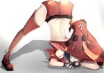  absurdres ass black_hair fingerless_gloves flexible gloves guilty_gear guilty_gear_strive hat highres i-no jack-o&#039;_challenge looking_at_viewer short_hair shorts sunglasses thigh-highs top-down_bottom-up witch_hat 