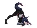  1girl absurdres animal_ear_fluff animal_ears arknights arm_rest ass black_hair black_legwear fingerless_gloves flexible fukuro_eito full_body gloves guilty_gear guilty_gear_strive hands_on_ground highres jack-o&#039;_challenge jack-o&#039;_valentine jacket long_hair meme multicolored_hair pantyhose pose redhead simple_background solo spread_legs streaked_hair stretch tail texas_(arknights) top-down_bottom-up white_background white_jacket wide_spread_legs wolf_ears wolf_girl wolf_tail yellow_eyes 