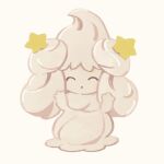  alcremie alcremie_(star_sweet) arms_up closed_eyes closed_mouth commentary_request full_body gen_8_pokemon no_humans pokemon pokemon_(creature) simple_background solo standing uninori white_background 
