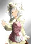  1girl absurdres alternate_costume animal_ears bangs blunt_bangs cat_ears hat highres nia_(xenoblade) shiroxai short_hair silver_hair xenoblade_chronicles_(series) xenoblade_chronicles_2 yellow_eyes 