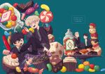  4boys albus_severus_potter amazou black_hair black_robe blonde_hair blue_eyes candy chocolate cupcake draco_malfoy father_and_son food glasses green_eyes harry_james_potter harry_potter harry_potter:_the_cursed_child hogwarts_school_uniform holding holding_wand jar jelly_bean long_hair multiple_boys necktie older ponytail scar_on_forehead school_uniform scorpius_malfoy short_hair slytherin smile striped striped_neckwear sweets vest wand 