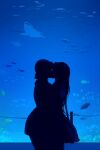  2girls aquarium bag closed_eyes dating fish handbag highres kiss long_hair multiple_girls original skirt water yuri yuritamashi 