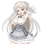  1girl breasts conte_di_cavour_(kancolle) dress frilled_dress frills gloves grey_eyes grey_hair highres kantai_collection large_breasts layered_dress long_hair sleeveless sleeveless_dress solo tk8d32 two_side_up white_dress white_gloves 