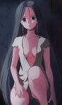  1girl black_eyes black_hair breasts character_request copyright_request earrings haruyama_kazunori jewelry long_hair looking_at_viewer solo upskirt very_long_hair 