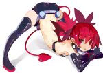  1girl arm_rest ass bat_wings boots demon_girl demon_tail demon_wings disgaea earrings etna flat_chest flexible full_body jack-o&#039;_challenge jewelry meme mini_wings miyakawa106 pointy_ears pose red_eyes redhead short_shorts shorts simple_background skull_earrings solo spread_legs stretch tail thigh-highs thigh_boots top-down_bottom-up two_side_up wide_spread_legs wings 