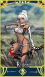  152_in_can 1girl altera_(fate) arrow_(projectile) bow_(weapon) card_(medium) card_parody dark-skinned_female dark_skin detached_sleeves fate/grand_order fate_(series) full-body_tattoo holding holding_arrow holding_bow_(weapon) holding_weapon looking_at_viewer quiver red_eyes servant_card_(fate/grand_order) short_hair single_sleeve star_(symbol) tattoo veil weapon white_hair 