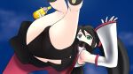  1girl armpits ass black_hair black_panties blue_eyes detached_sleeves green_eyes hair_ornament haruyama_kazunori heterochromia long_hair looking_at_viewer panties sega_hard_girls sega_saturn_(sega_hard_girls) skirt solo twintails underwear 