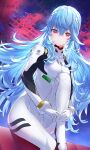  1girl absurdres ayanami_rei blue_hair breasts closed_mouth commentary_request evangelion:_3.0+1.0_thrice_upon_a_time hair_between_eyes hair_ornament hatsuga_(dmaigmai) highres huge_filesize long_hair looking_at_viewer medium_breasts neon_genesis_evangelion plugsuit rebuild_of_evangelion red_eyes sitting solo very_long_hair 