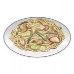  artist_request beans chicken_(food) commentary english_commentary food food_focus genshin_impact lowres muted_color no_humans noodles official_art plate still_life third-party_source transparent_background yakisoba 