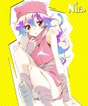  bandage bandages hat long_hair multicolored_hair nia_teppelin ninja sitting tengen_toppa_gurren_lagann yukimitsuki 