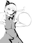  arms_behind_back bangs blunt_bangs bob_cut bowtie ghost hairband highres konpaku_youmu konpaku_youmu_(ghost) monochrome myon rokuwata_tomoe short_hair touhou tsurime 