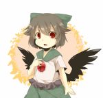  1girl bow brown_hair child eiri_(eirri) fang hair_bow looking_at_viewer lowres open_mouth red_eyes reiuji_utsuho short_hair short_sleeves skirt solo touhou wings young 