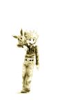  belt chiba_(tibaacss) eevee jacket monochrome nintendo ookido_green ookido_green_(hgss) pokemon pokemon_(game) pokemon_gsc sepia simple_background spiked_hair spiky_hair white_background 