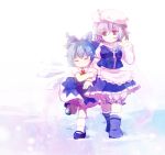  bad_id blue_hair bow chaba_(hortensia) cirno hair_bow hat letty_whiterock multiple_girls short_hair touhou wings 