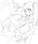  computer computer_mouse detached_sleeves digital_media_player error hatsune_miku long_hair monitor monochrome mp3_player natsuki_yuu necktie pocky sketch skirt solo speaker thigh-highs thighhighs twintails very_long_hair vocaloid zettai_ryouiki 