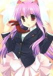  animal_ears blazer bunny_ears highres long_hair miyasu_risa necktie pleated_skirt purple_hair rabbit_ears red_eyes reisen_udongein_inaba skirt solo touhou 