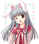  bunny_ears fang open_mouth rabbit_ears sato-pon school_uniform tokimeki_memorial tokimeki_memorial_online wink 