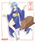 boar girl japanese_clothes listless_time new_year original 